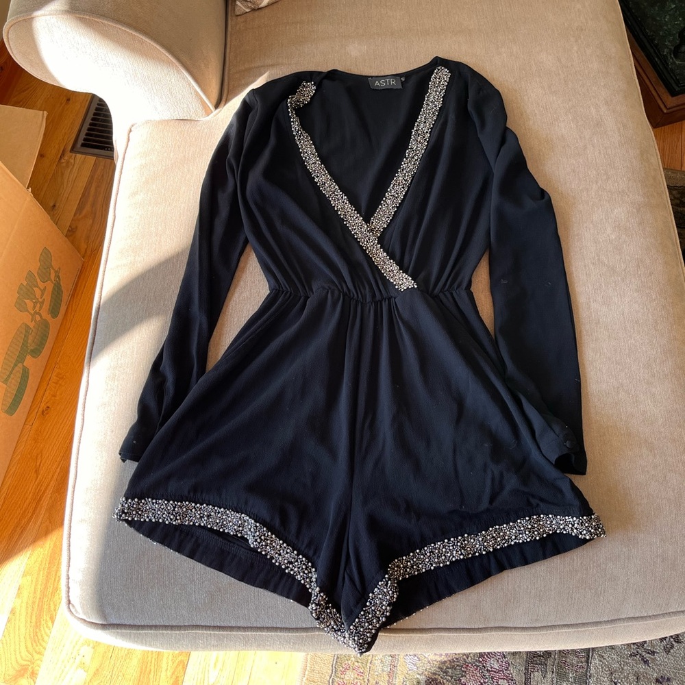 ASTR Black playsuit with silver detail